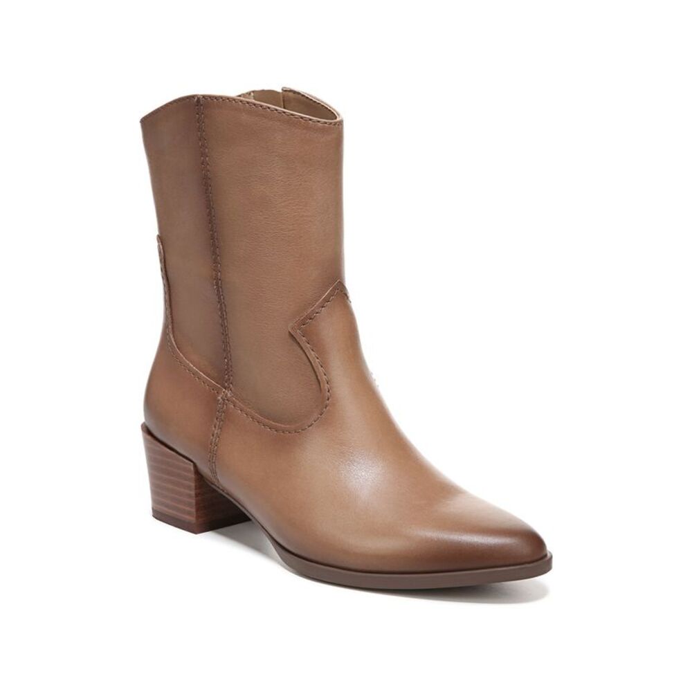 NATURALIZER Womens Brown Gaby Almond Toe Block Heel Leather Western Boot 9.5 M